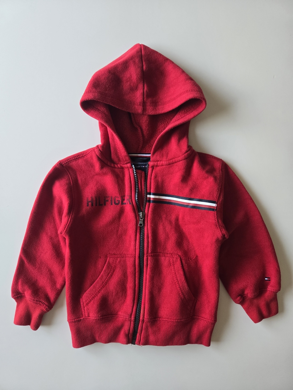 Tommy Hilfiger Kids Red Zip-Up Hoodie | Size 3T